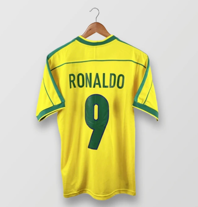 1998 Brazil Retro Home Kit Soccer Jersey RONALDO #9